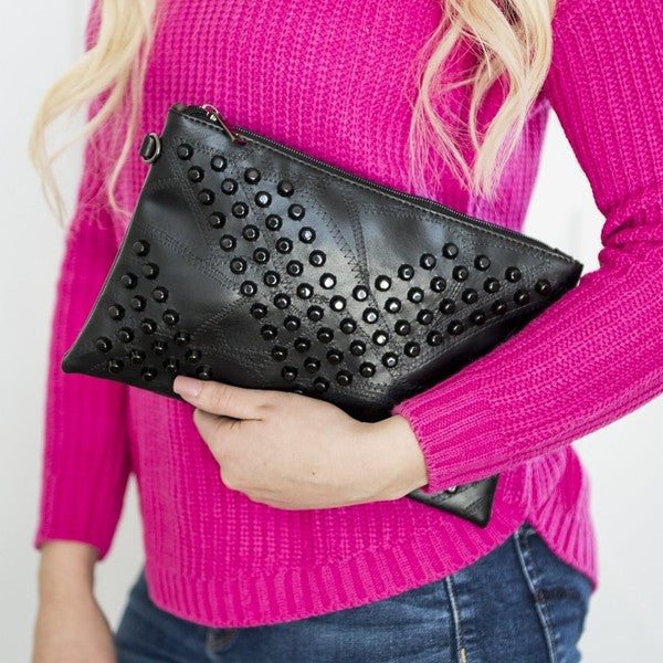 Skya Studded Hand Clutch Bag Handbag