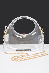 Molded Cleared Acrylic Top Handle Box Clutch