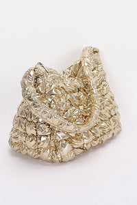 Quilted Bubble Metallic Crossbody Bag